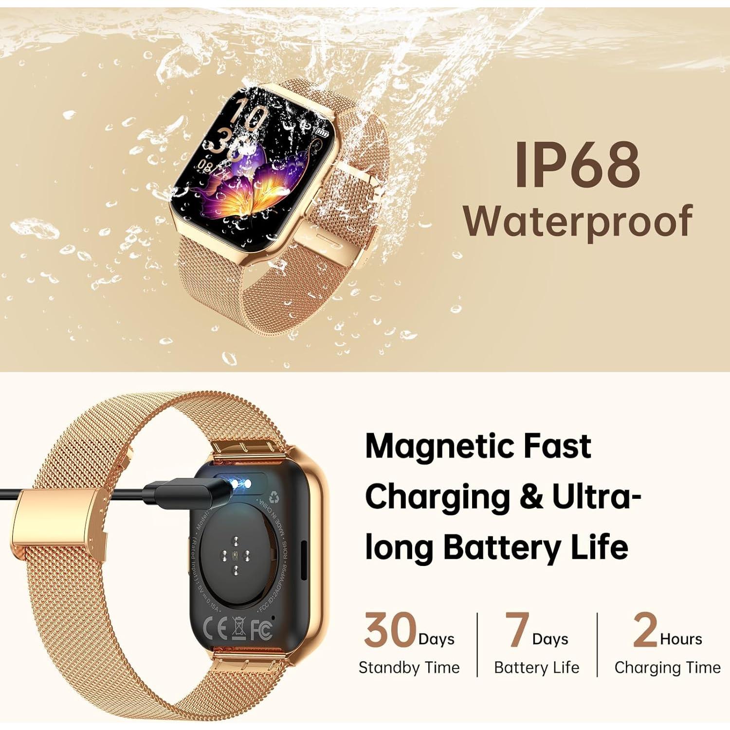 Reloj Inteligente Dorado Taopodo 1.91" Fitness IP68