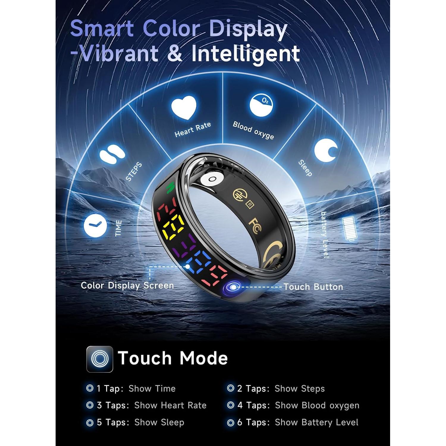 Anillo Inteligente Rmana R12 - Monitoreo Salud y Fitness Negro 8