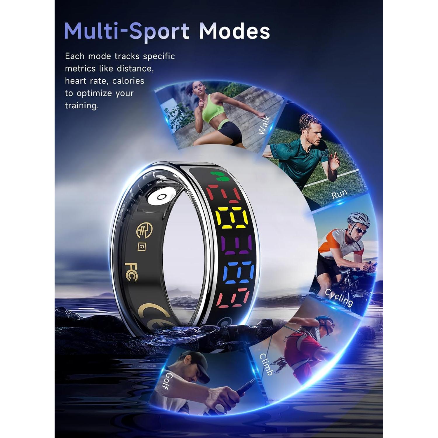 Anillo Inteligente Rmana R12 - Monitoreo Salud y Fitness Negro 8