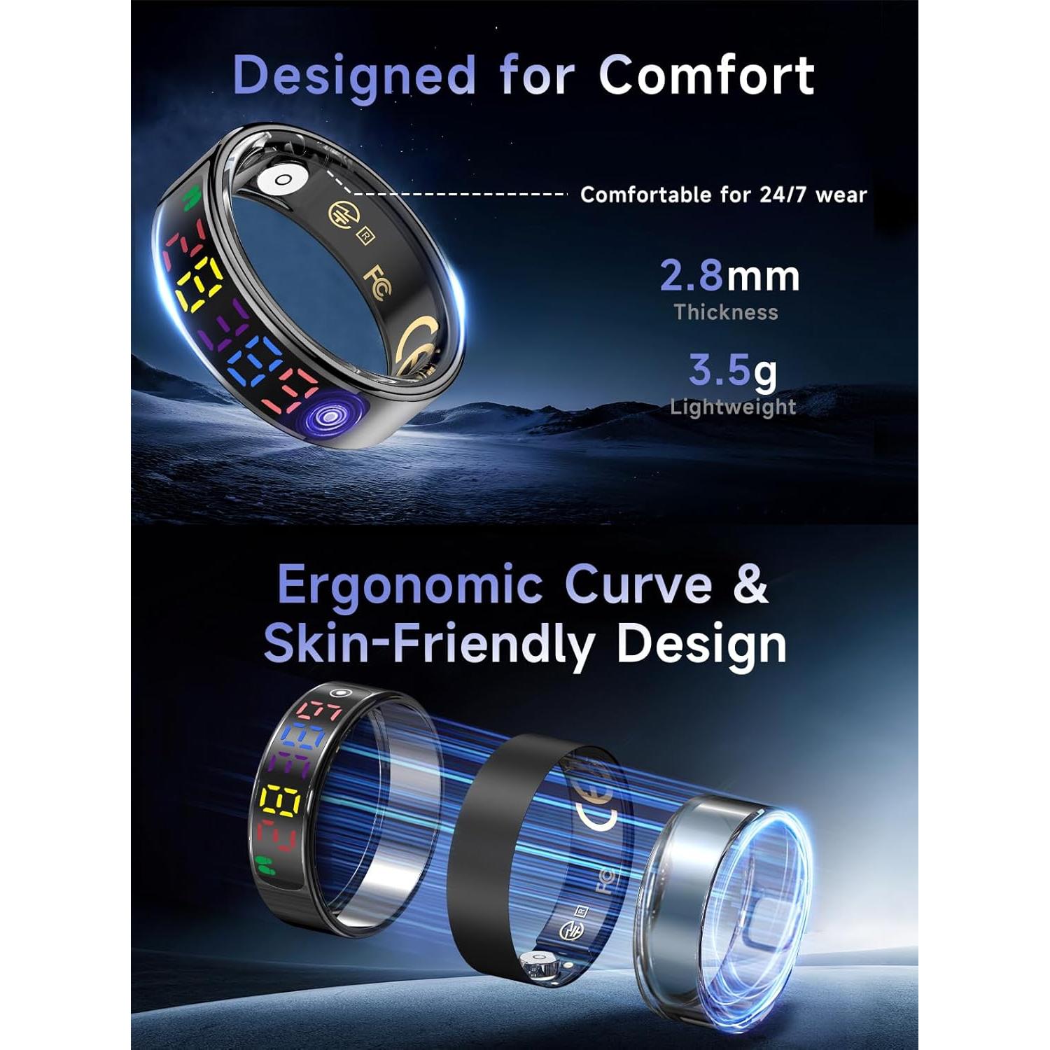 Anillo Inteligente Rmana R12 - Monitoreo Salud y Fitness Negro 8