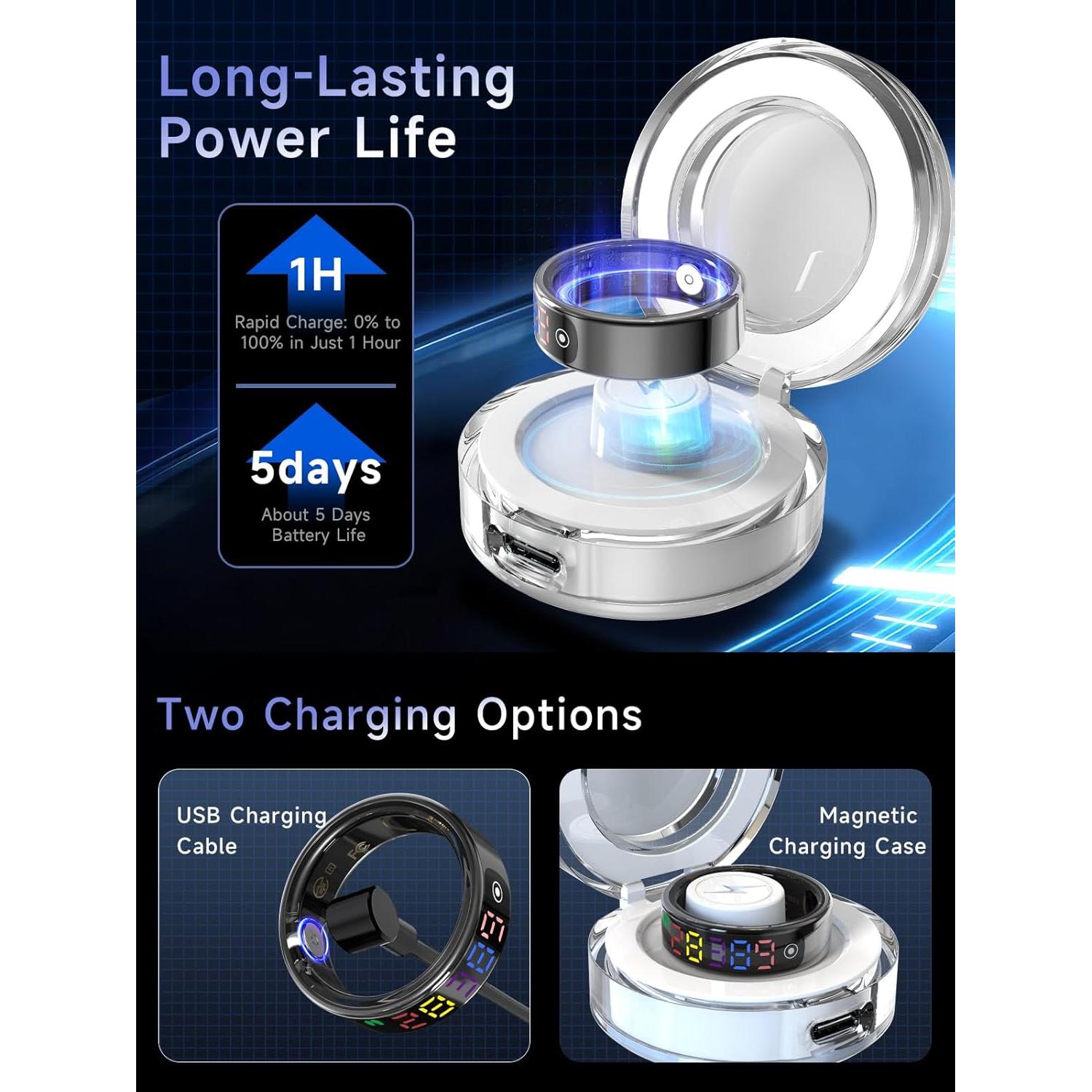 Anillo Inteligente Rmana R12 - Monitoreo Salud y Fitness Negro 8