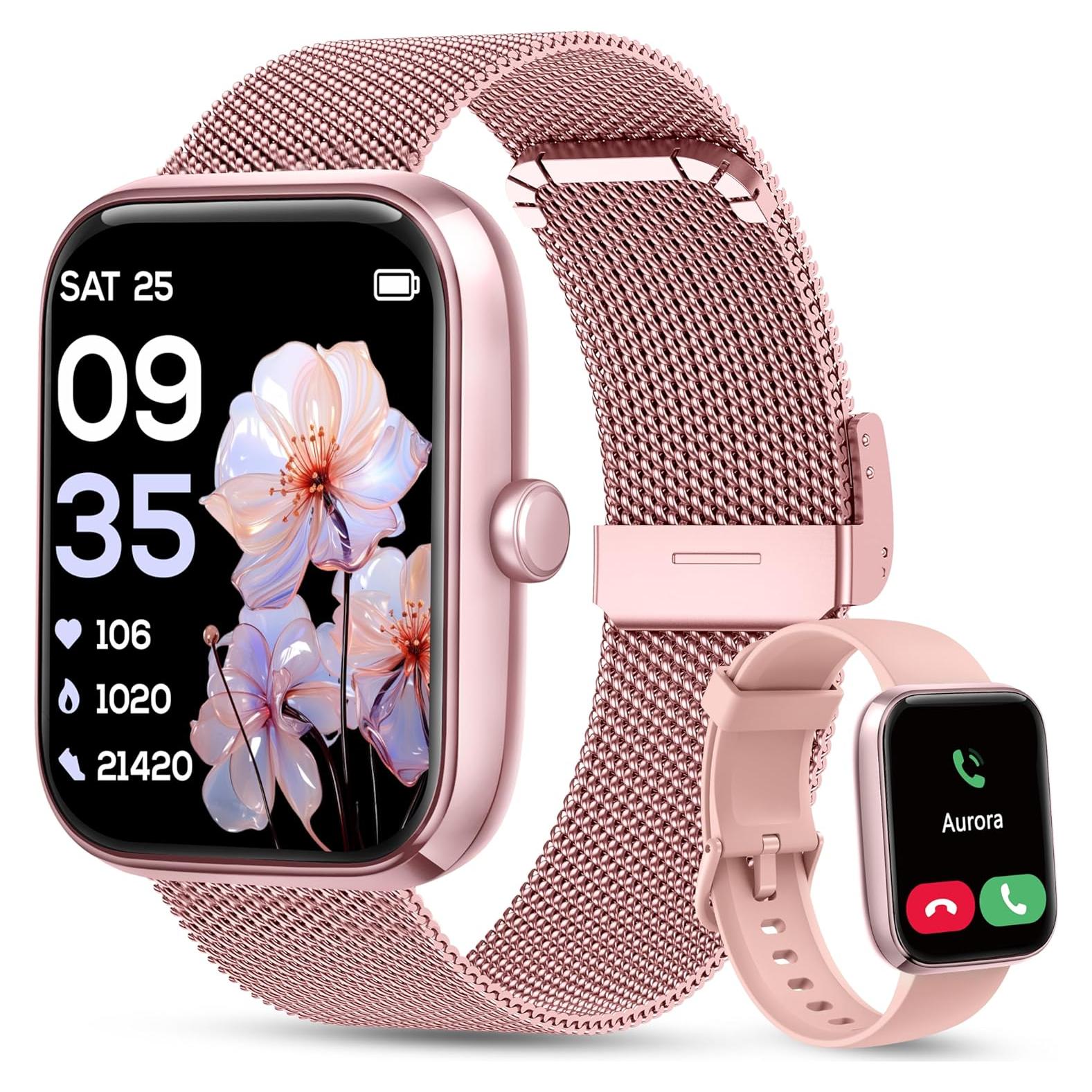 Reloj Inteligente KALINCO Rosa Pastel 44mm con Alexa y Fitness