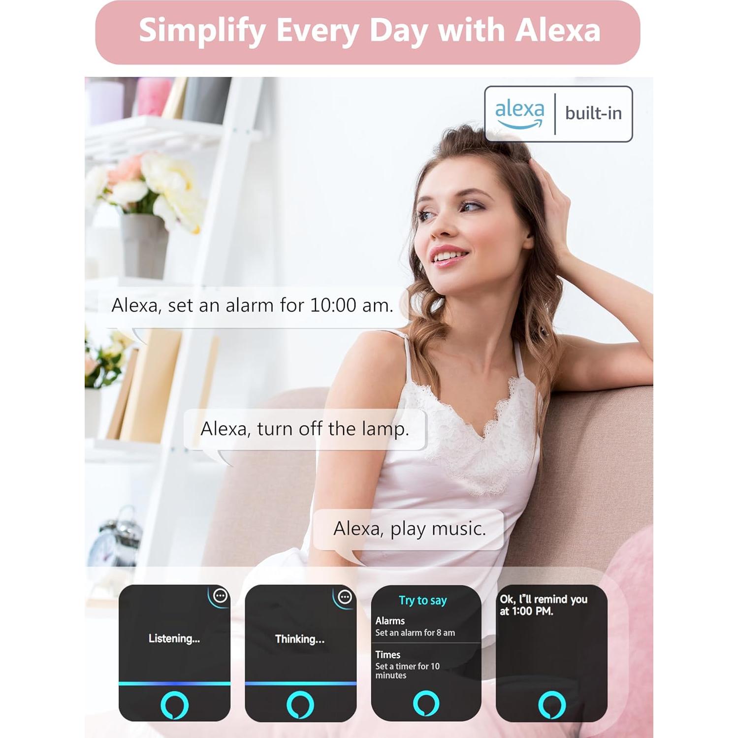 Reloj Inteligente KALINCO Rosa Pastel 44mm con Alexa y Fitness