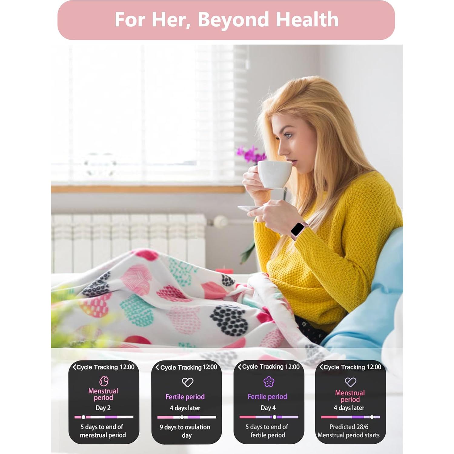 Reloj Inteligente KALINCO Rosa Pastel 44mm con Alexa y Fitness