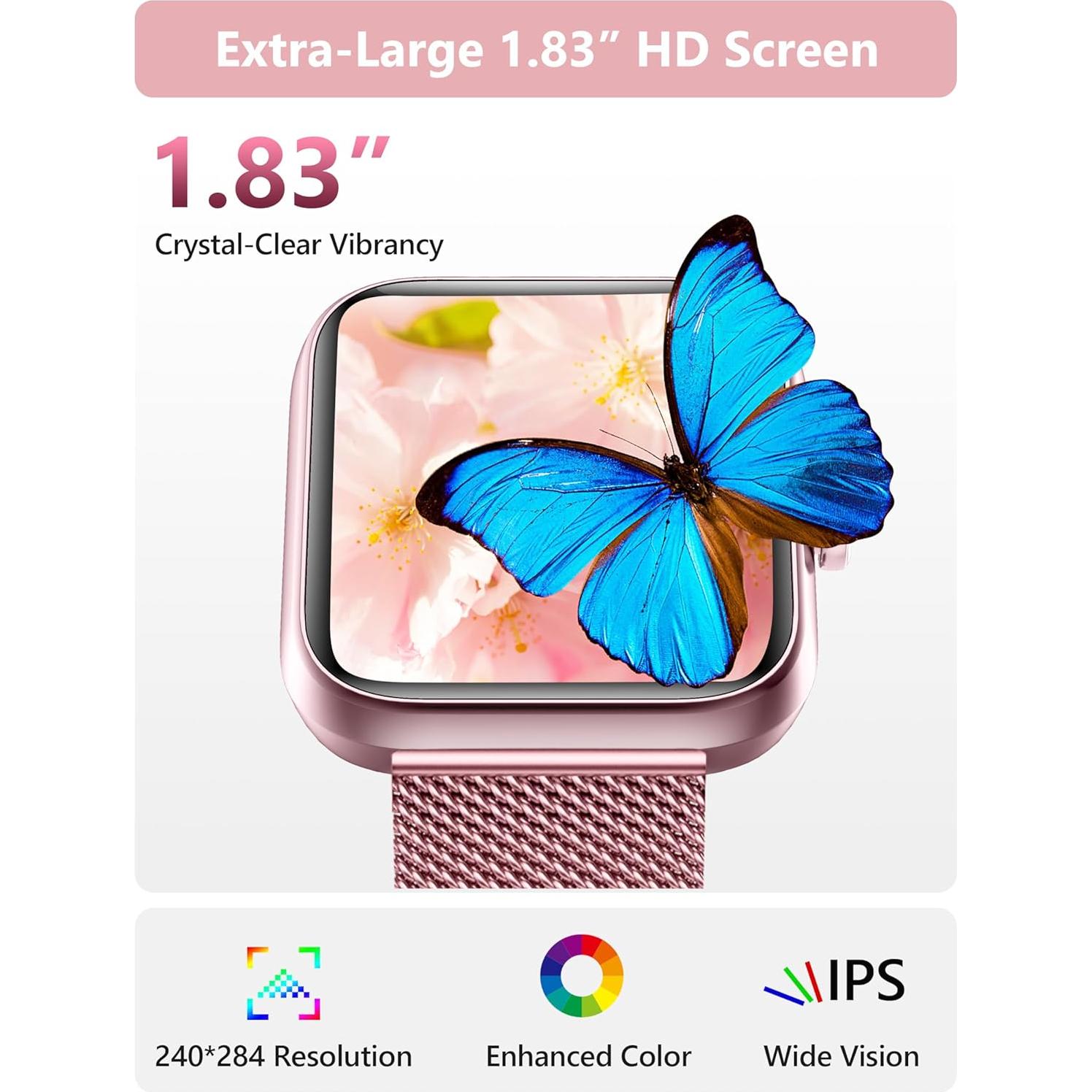 Reloj Inteligente KALINCO Rosa Pastel 44mm con Alexa y Fitness