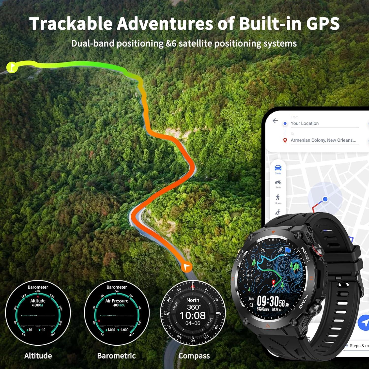 Reloj Inteligente Militar Baoinse con GPS y Batería 650mAh