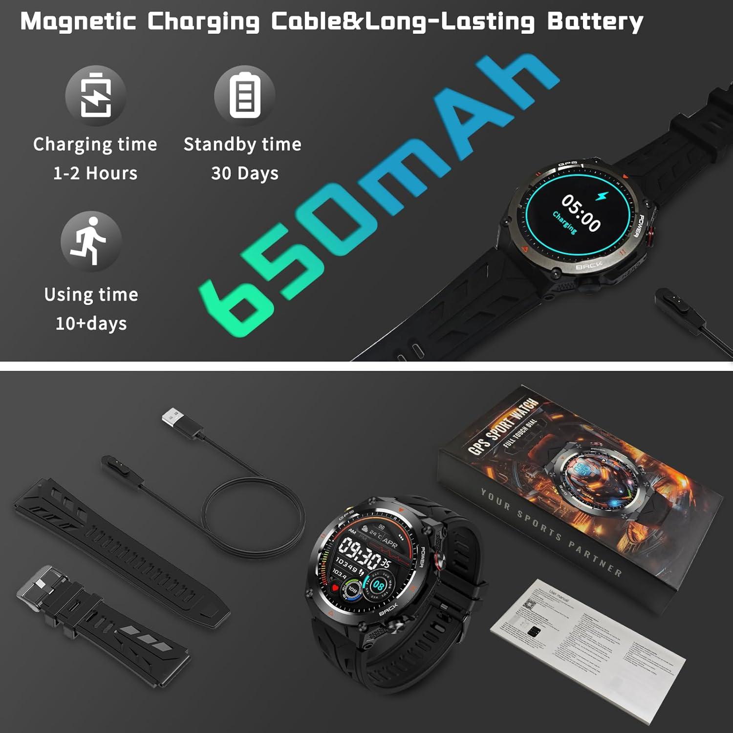 Reloj Inteligente Militar Baoinse con GPS y Batería 650mAh