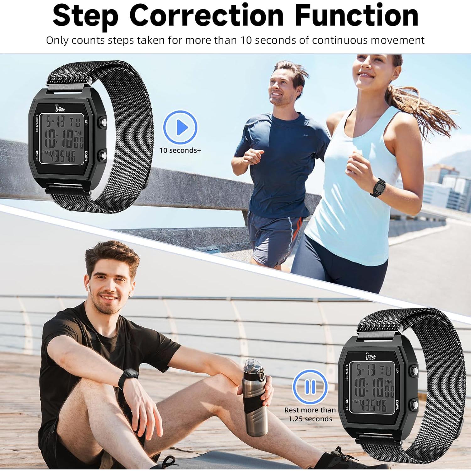 Reloj Pedometría 3D U-Trak CR-908 Correa Magnética Negro