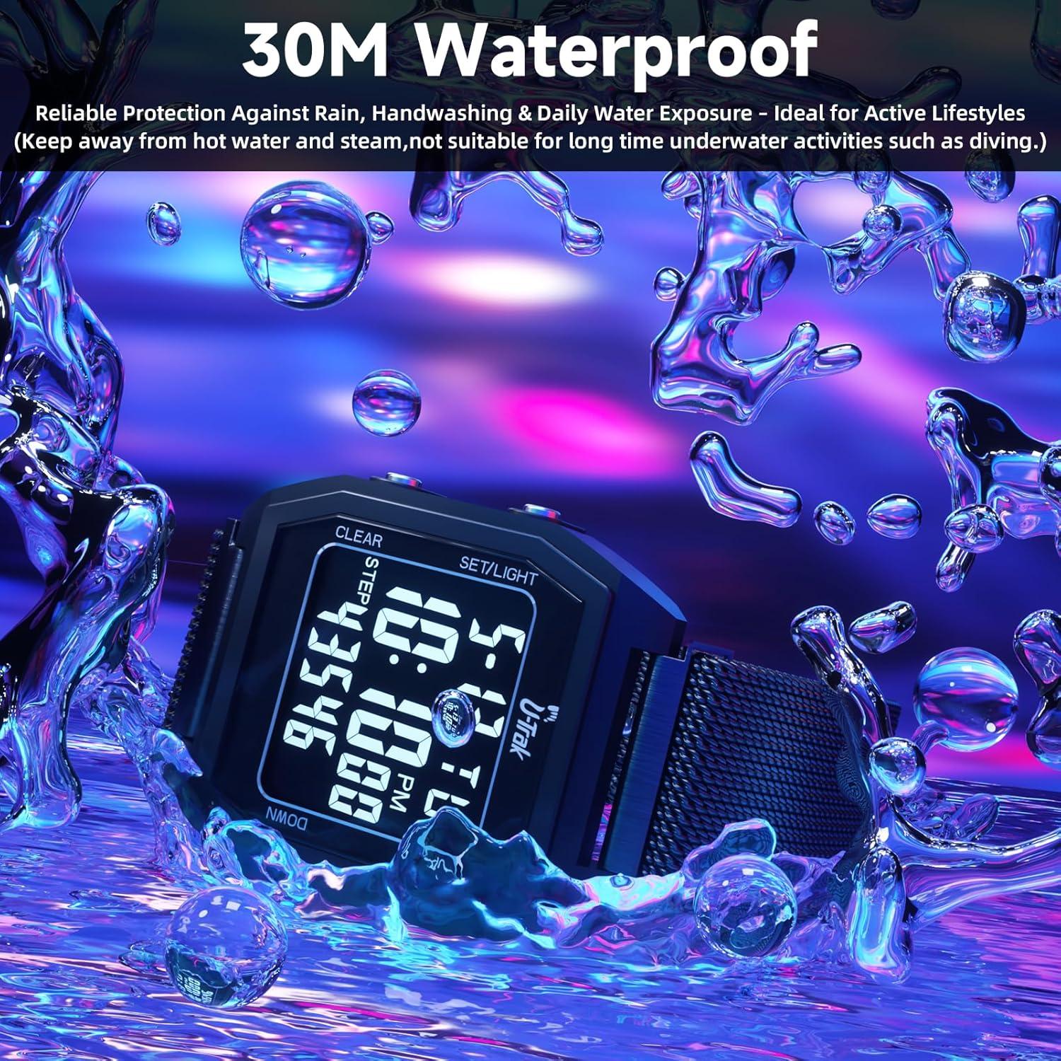 Reloj Pedometría 3D U-Trak CR-908 Correa Magnética Negro