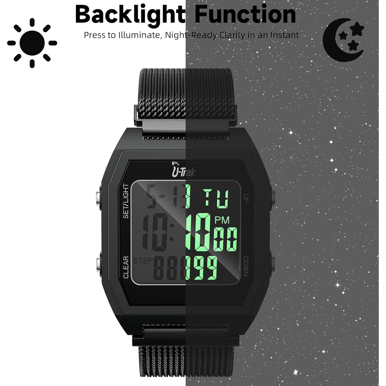 Reloj Pedometría 3D U-Trak CR-908 Correa Magnética Negro