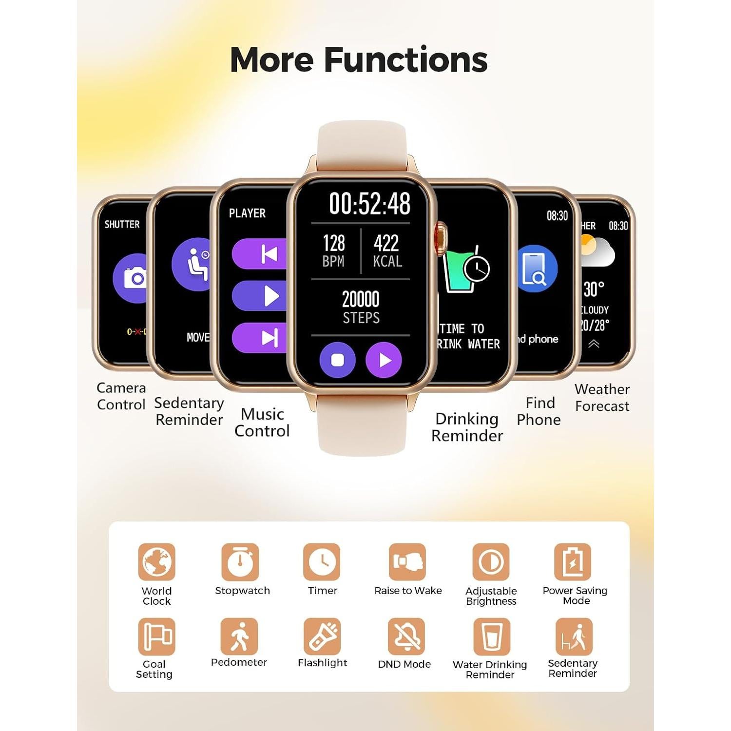 Reloj Inteligente Wontrum Y70 Rosa con Monitoreo de Salud 24/7