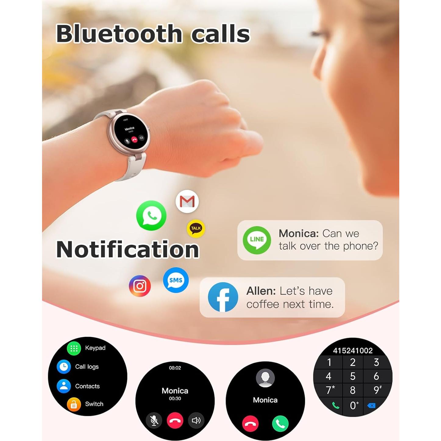 Reloj de Fitness SHANG WING Lynn para Mujeres - Monitor de Sueño y Llamadas Bluetooth