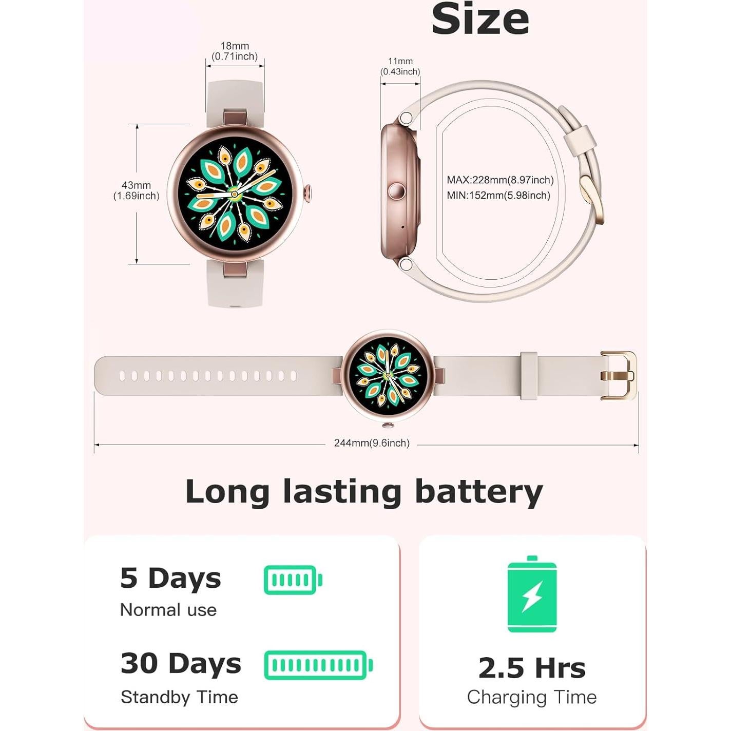 Reloj de Fitness SHANG WING Lynn para Mujeres - Monitor de Sueño y Llamadas Bluetooth