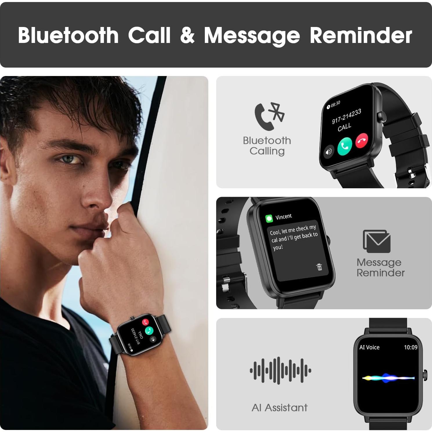 Reloj Inteligente FTTMWTAG T45S 1.85" Monitoreo Salud Negro