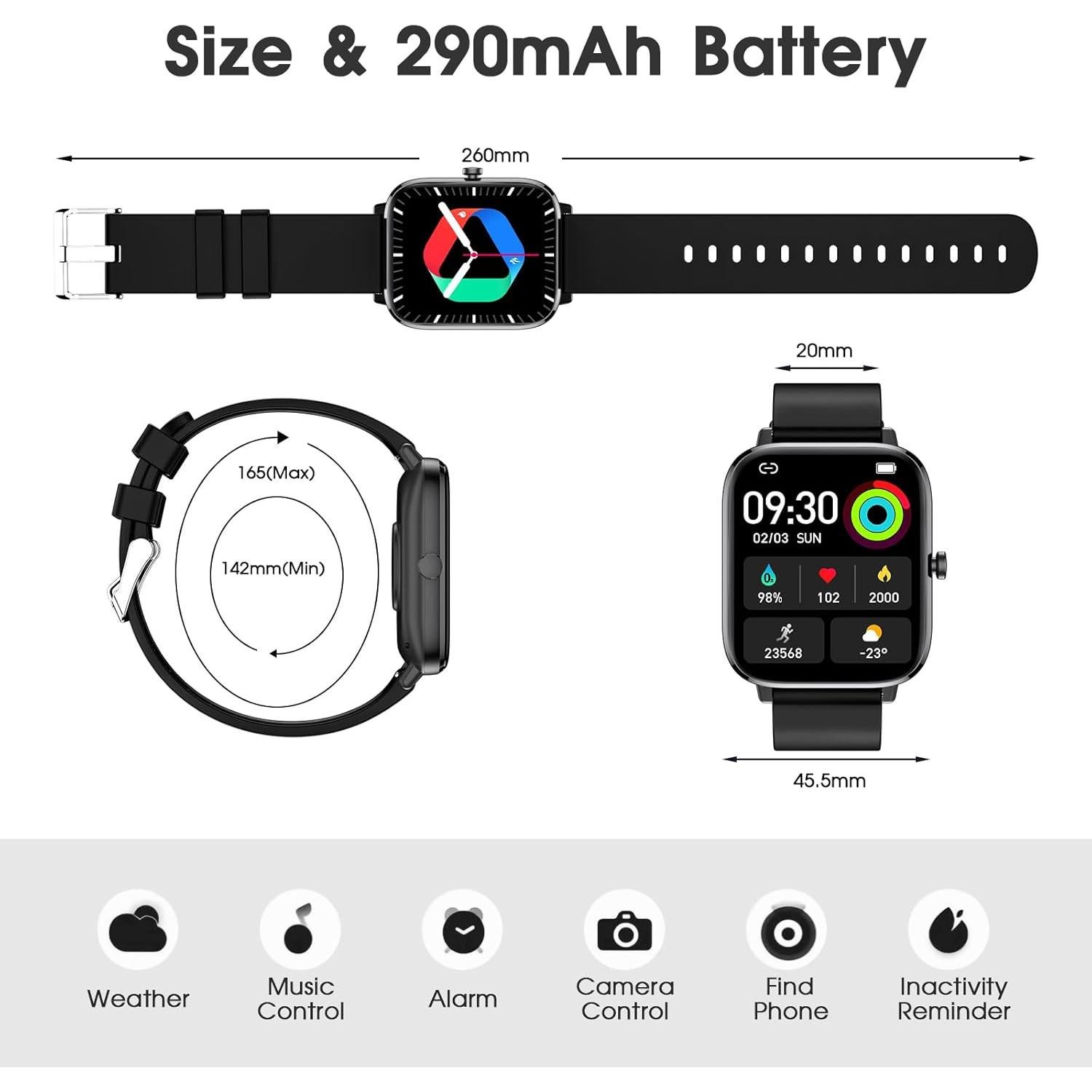 Reloj Inteligente FTTMWTAG T45S 1.85" Monitoreo Salud Negro