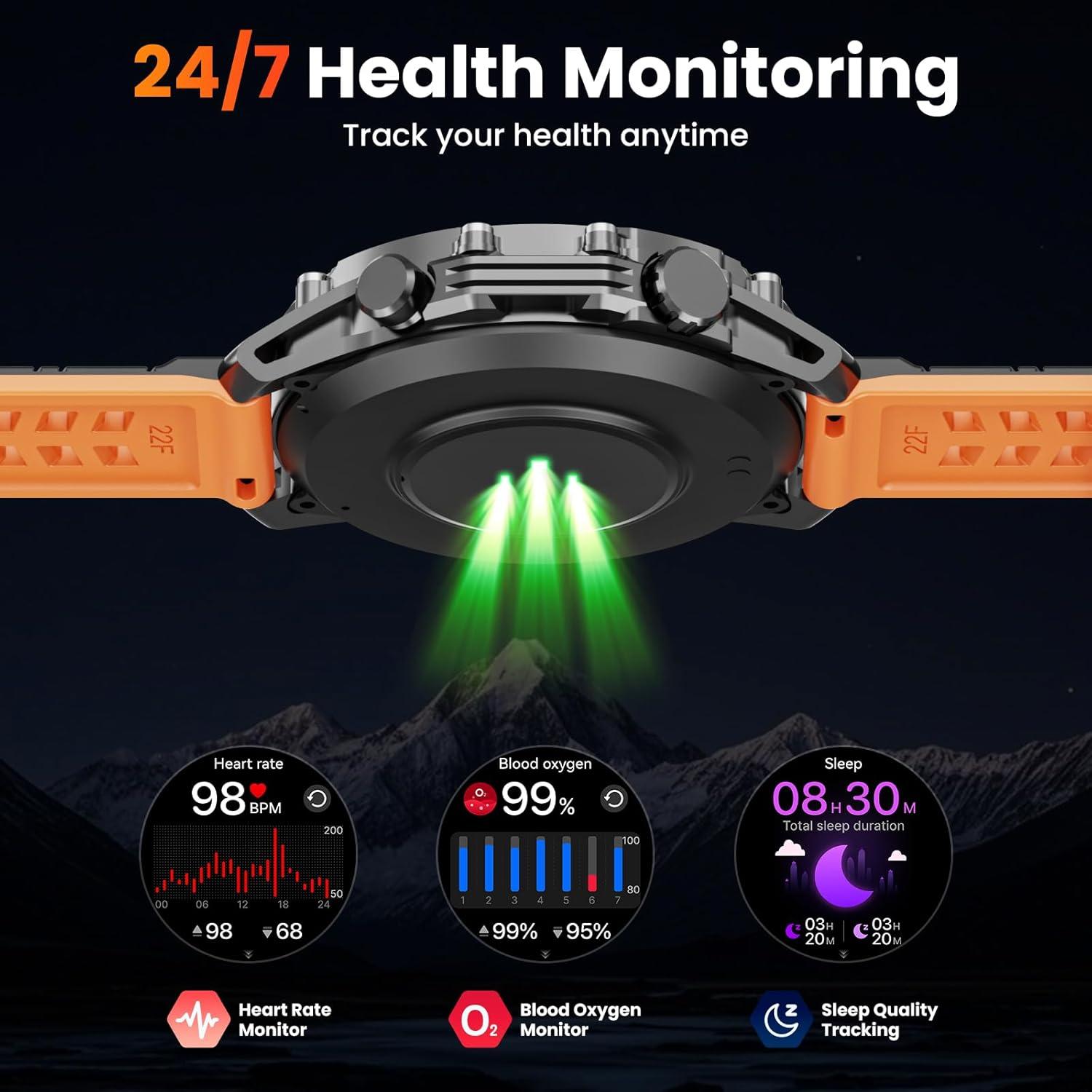 Reloj Inteligente Militar Hwagol 1.52" con 100 Modos de Deporte