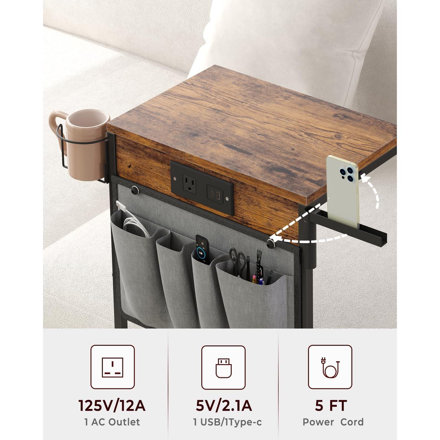 Mesa Lateral C Evermagin con Estación de Carga y Almacenamiento