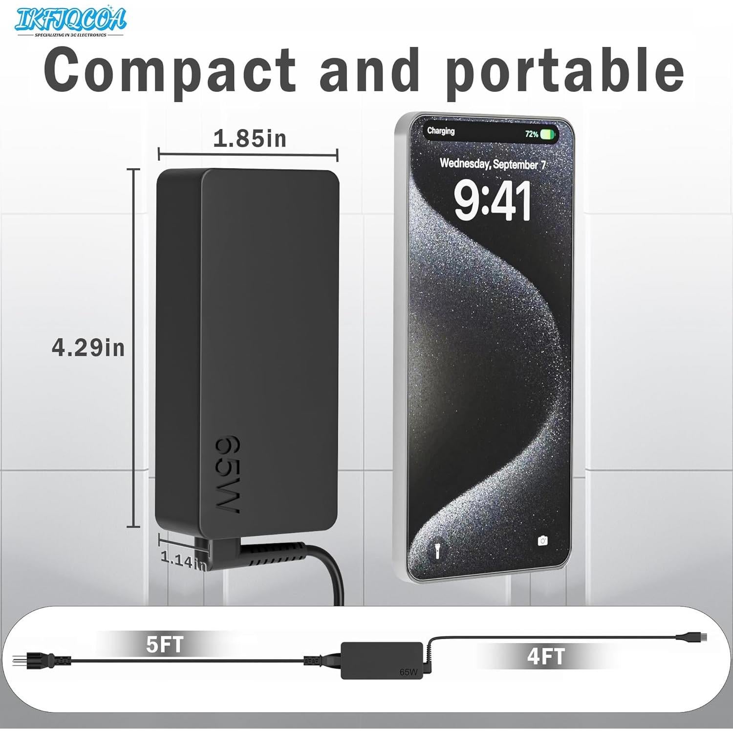 Cargador USB C 65W IKFJQCOA Compatible con Lenovo ThinkPad