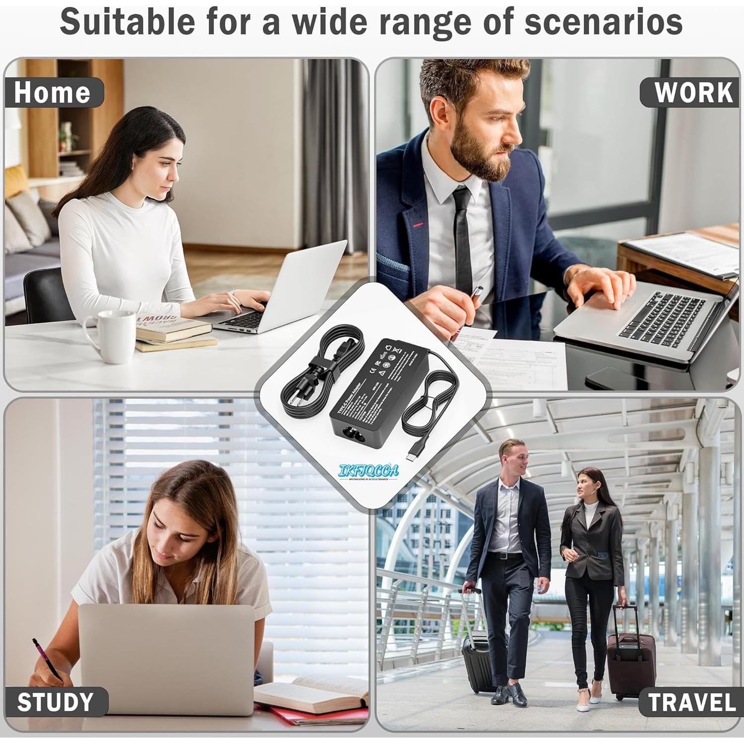 Cargador USB C 65W IKFJQCOA Compatible con Lenovo ThinkPad