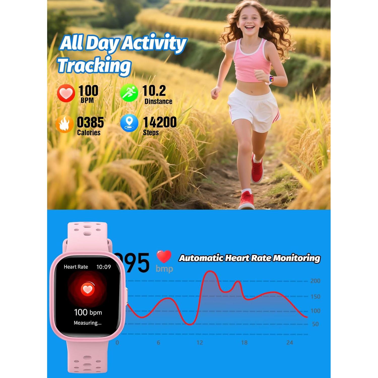 Reloj Inteligente para Niños Teslahero Rosa 1.85" IP68