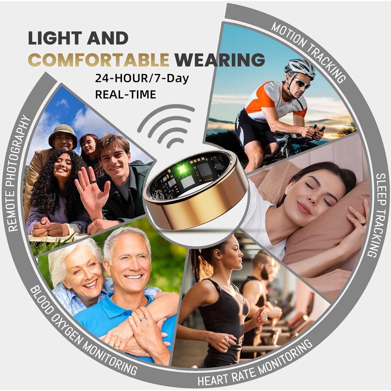 Anillo Inteligente Oucscru Plata 8# Monitoreo Salud IP68