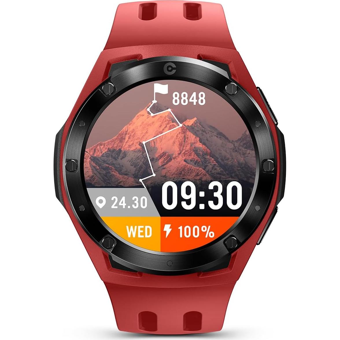 Reloj Inteligente Mentech Xe1, 110 Modos, GPS, 5ATM, Rojo Lava