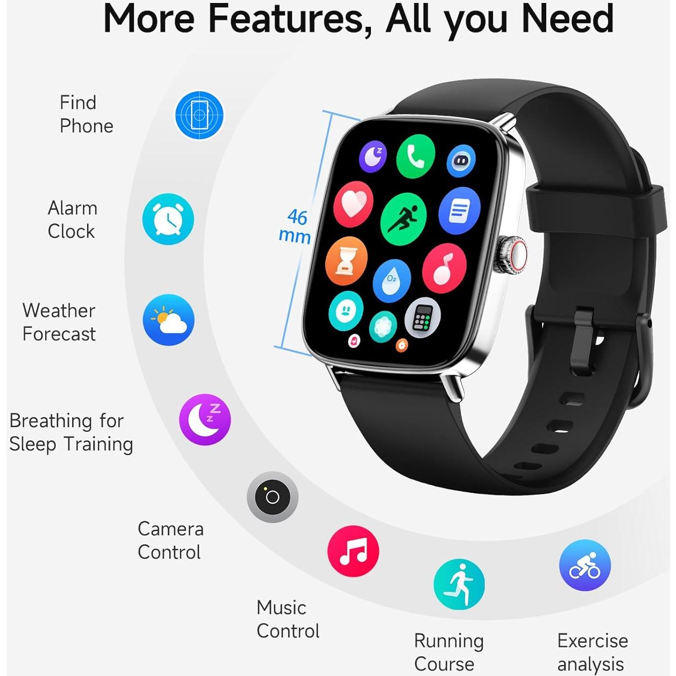 Reloj Inteligente AEAC 1.85" Bluetooth IP68 Fitness Salud