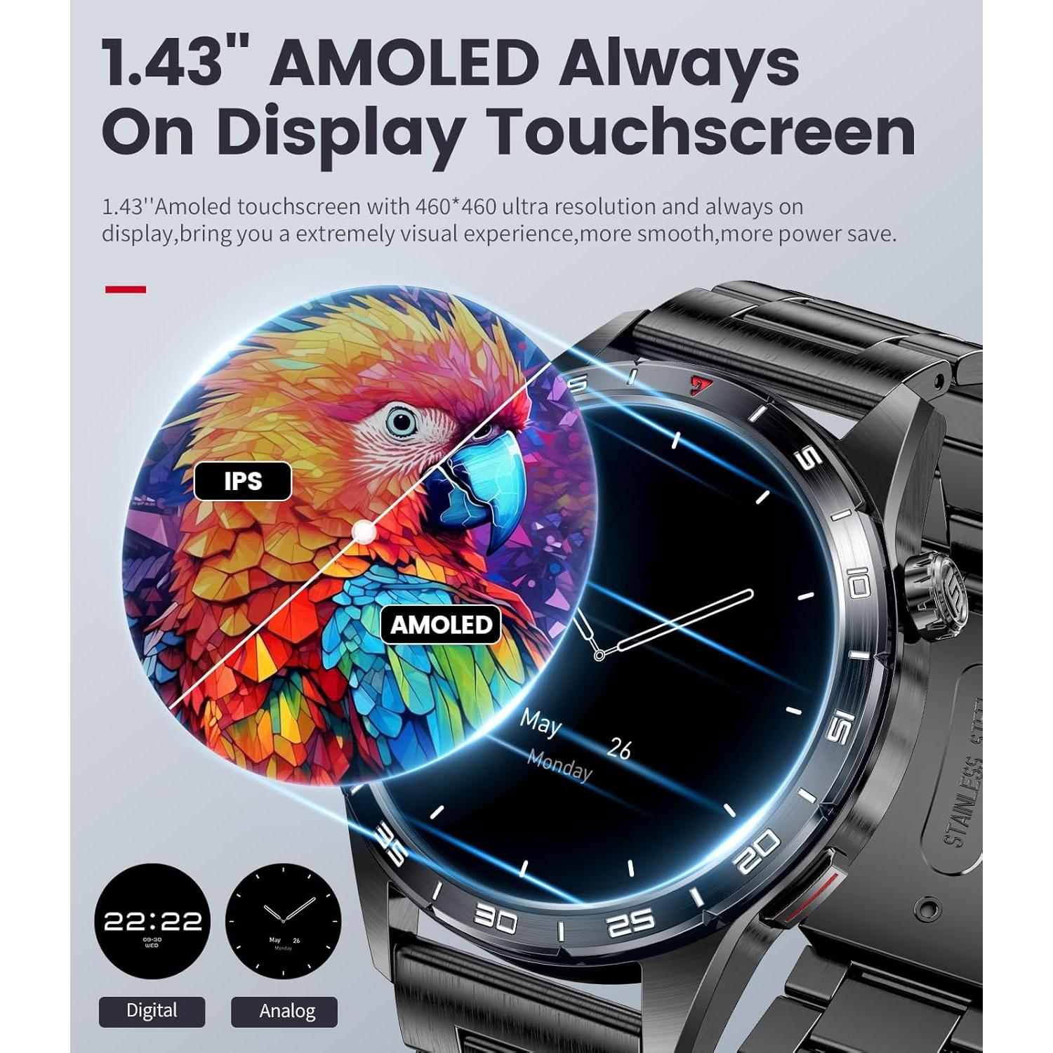 Reloj Inteligente SUNKTA Hombre 1.43" AMOLED IP68 Fitness