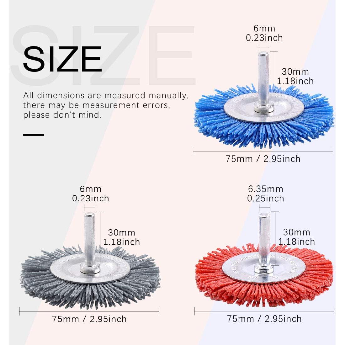 Juego de 3 Cepillos de Rueda Nylon Swpeet 75mm Granos 80/120/240
