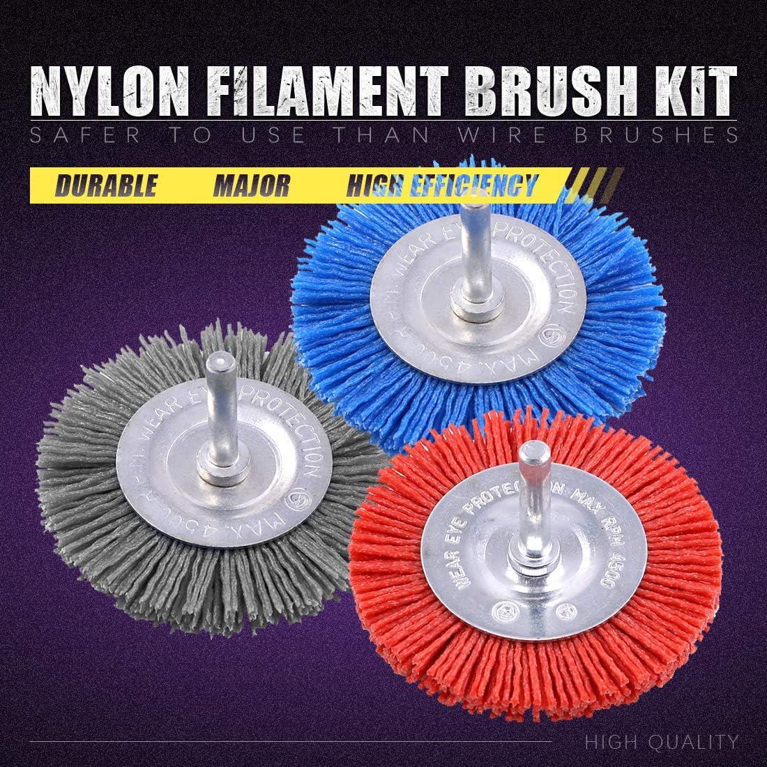 Juego de 3 Cepillos de Rueda Nylon Swpeet 75mm Granos 80/120/240