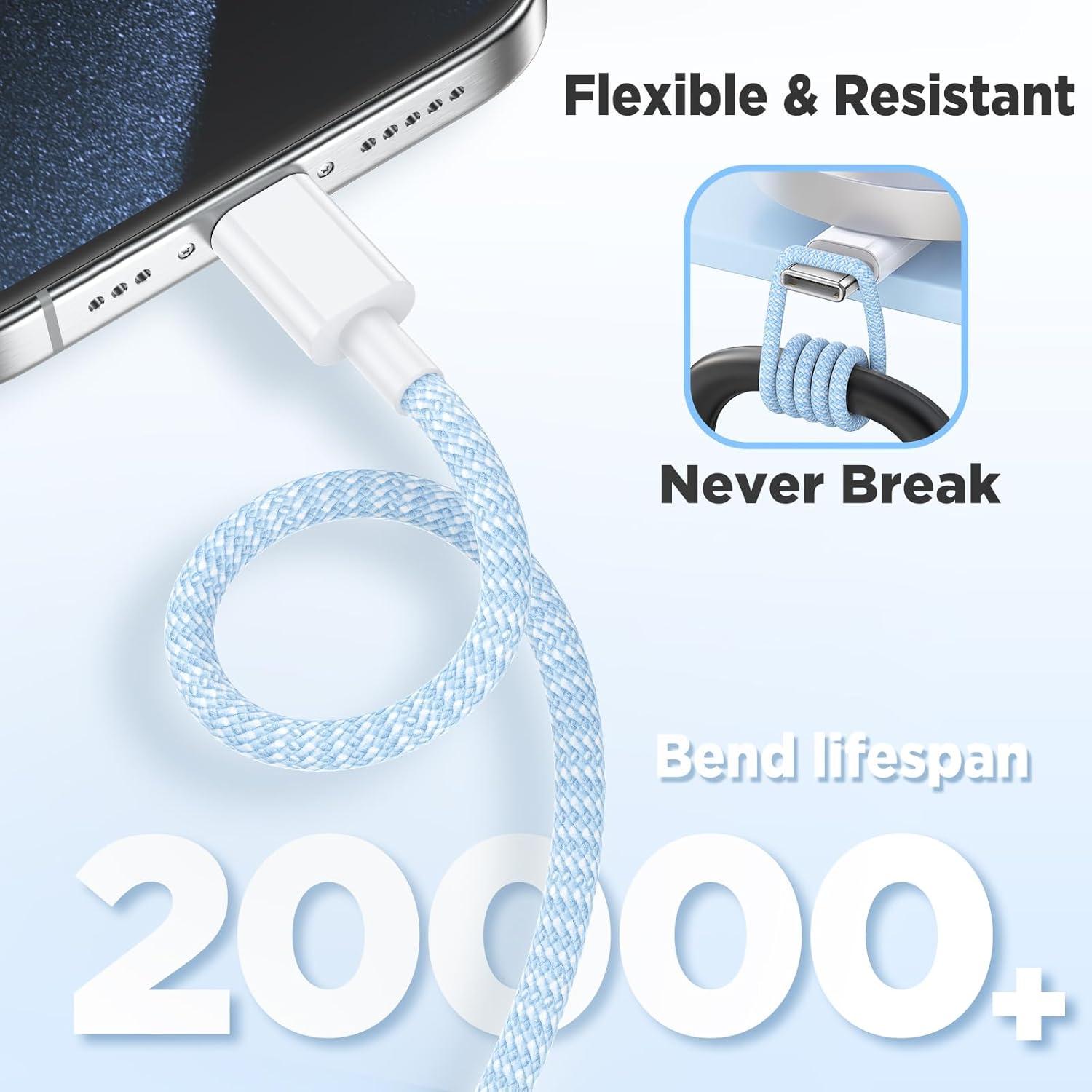 Cargador Rápido USB C 20W Hzven para iPhone 15/16 - 3 Piezas