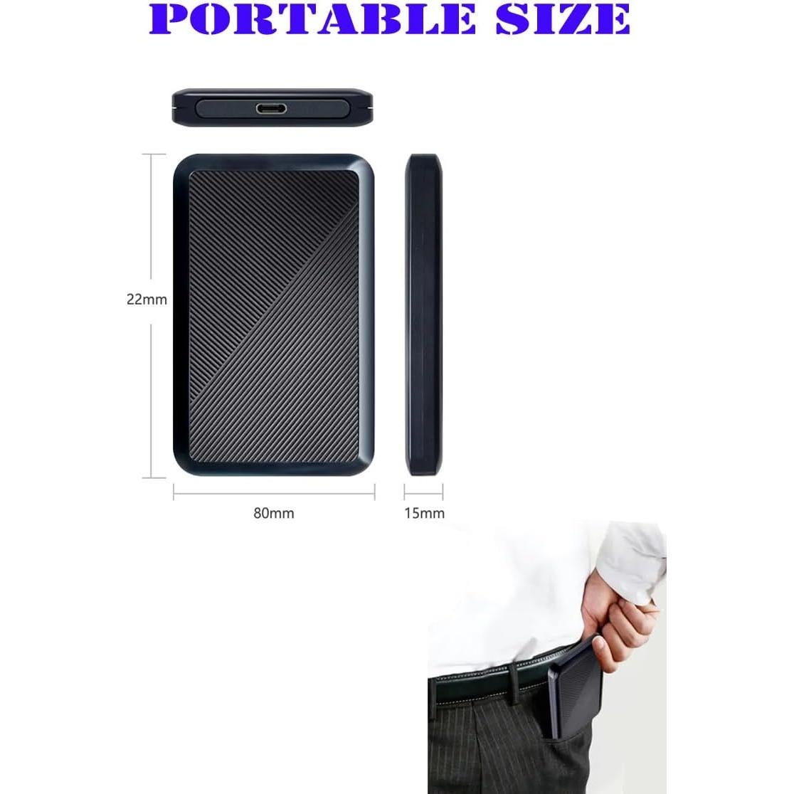 Disco Duro Externo Tianken 1TB USB 3.1 Tipo C Ultra Delgado