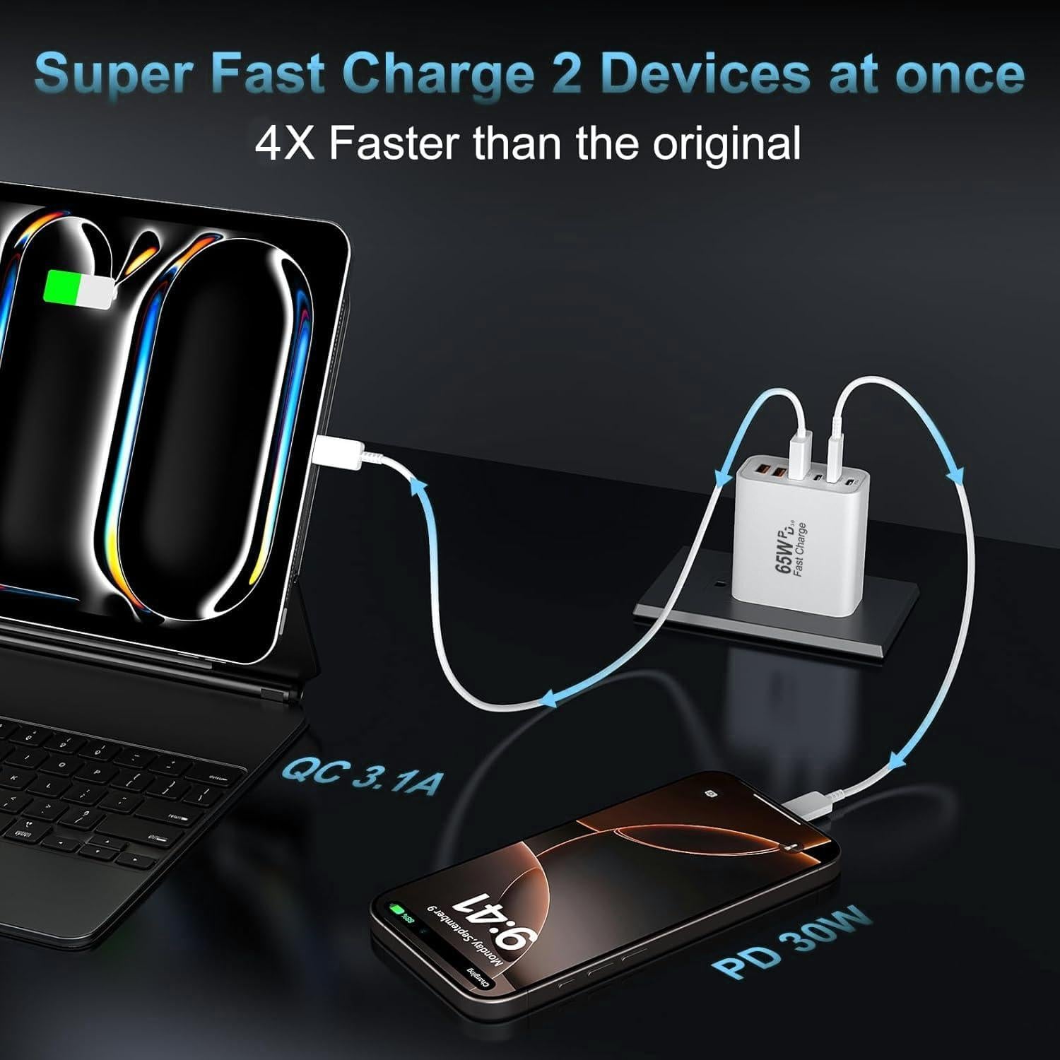 Cargador Rápido USB C 65W 6 Puertos Shenzhen Xihuida