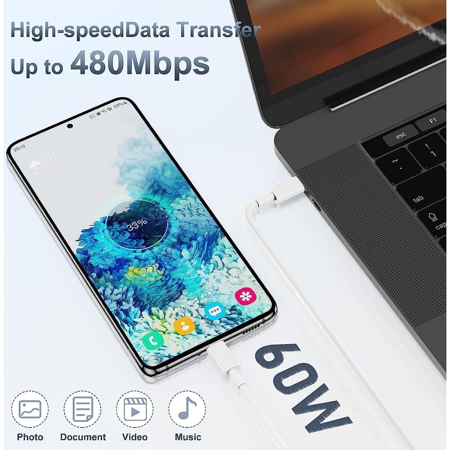 Cargador Rápido USB C 20W + Cable 10 pies para iPhone 16/15