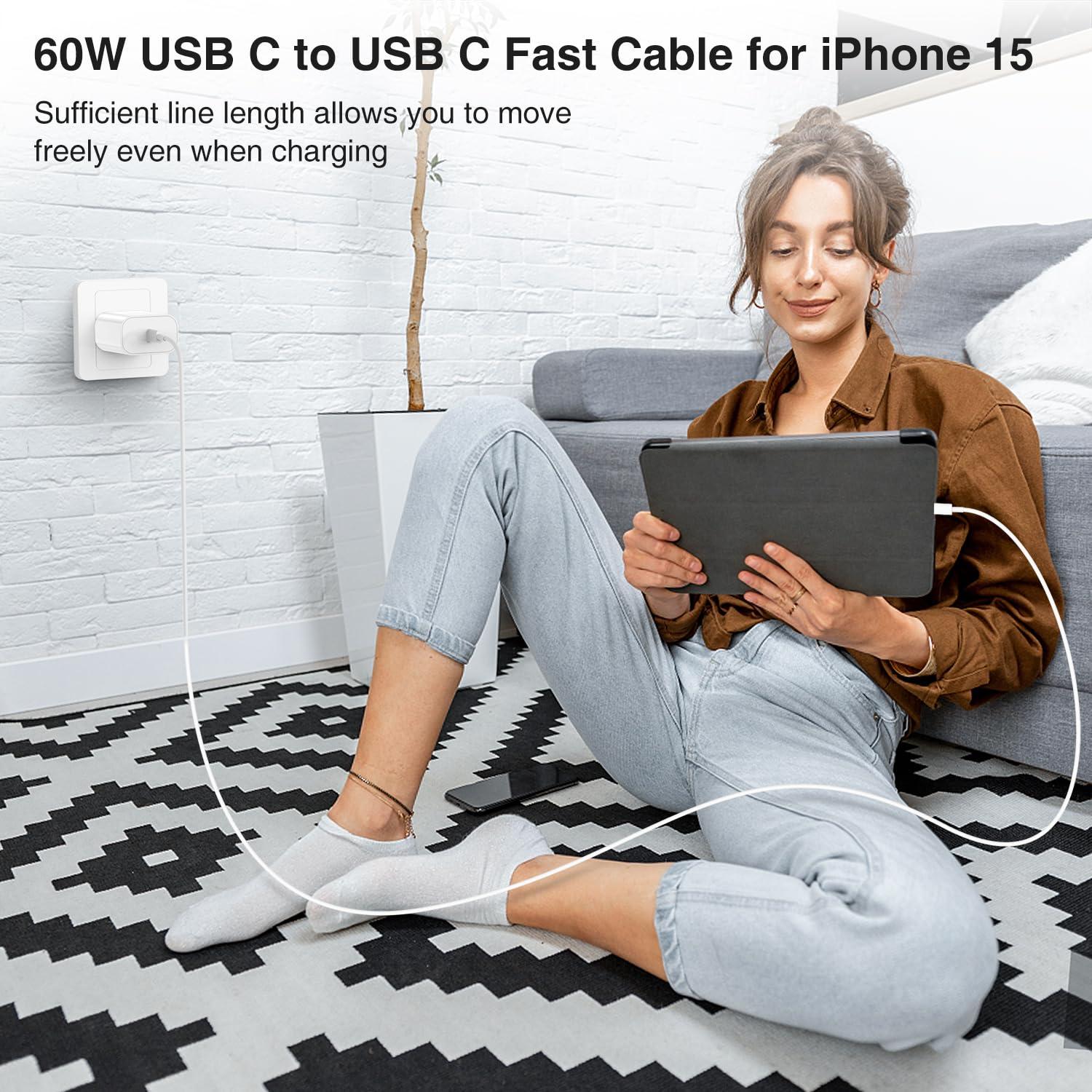 Cargador Rápido USB C 20W + Cable Tipo C 10 pies para iPhone