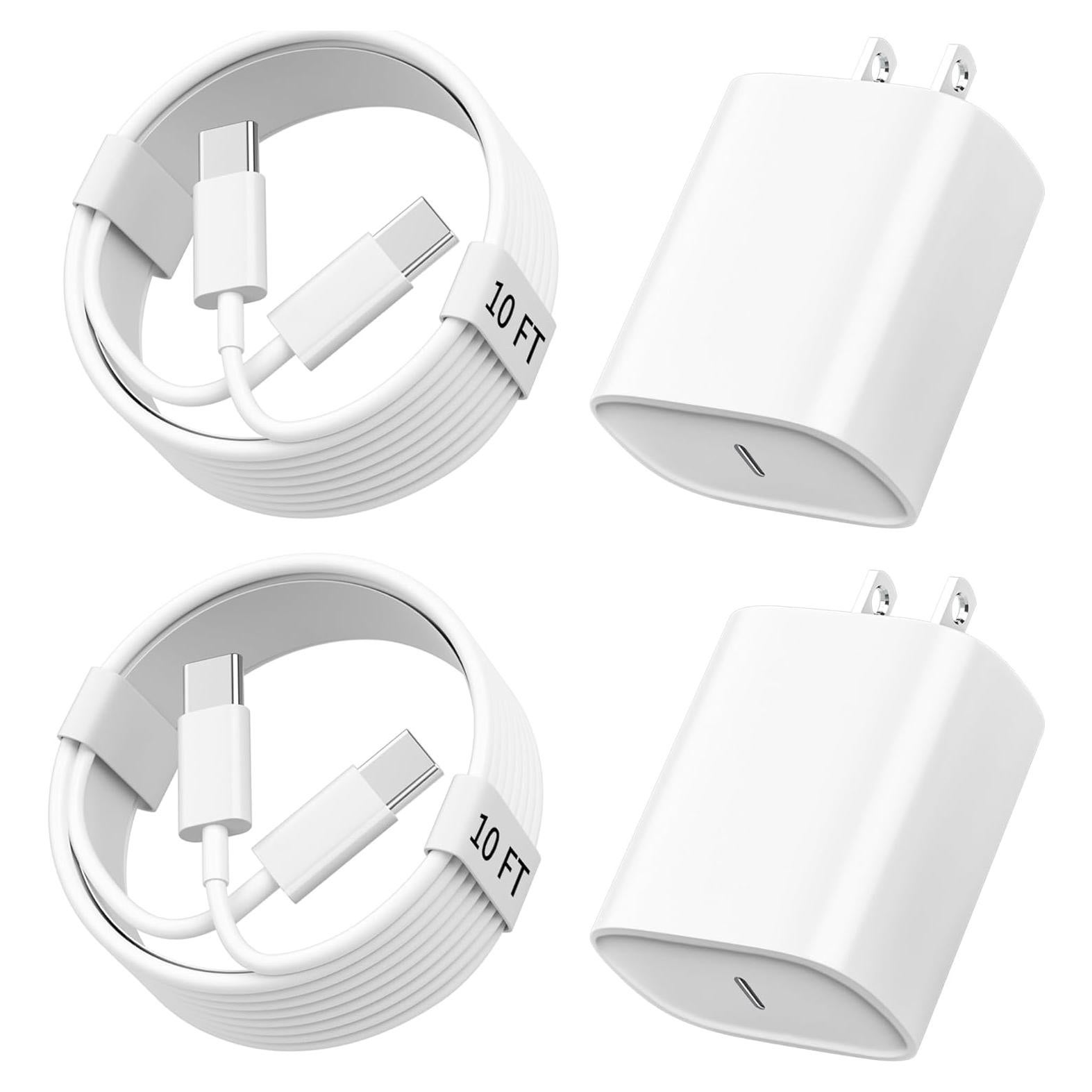 Cargador Rápido USB C 20W para iPhone 15/16 + Cable 3m