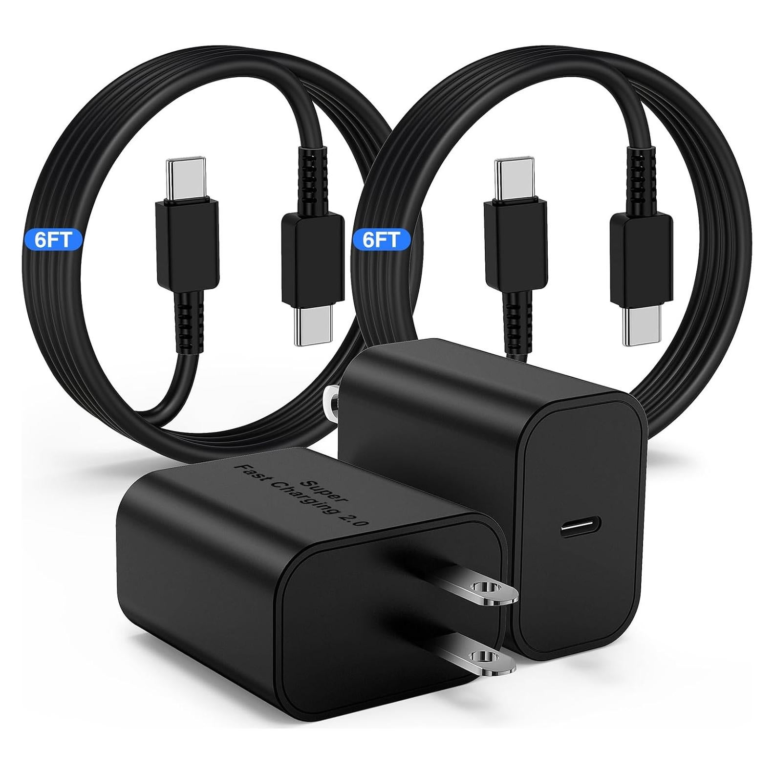 Cargador Super Rápido USB-C 45W Samsung + 2 Cables 6FT