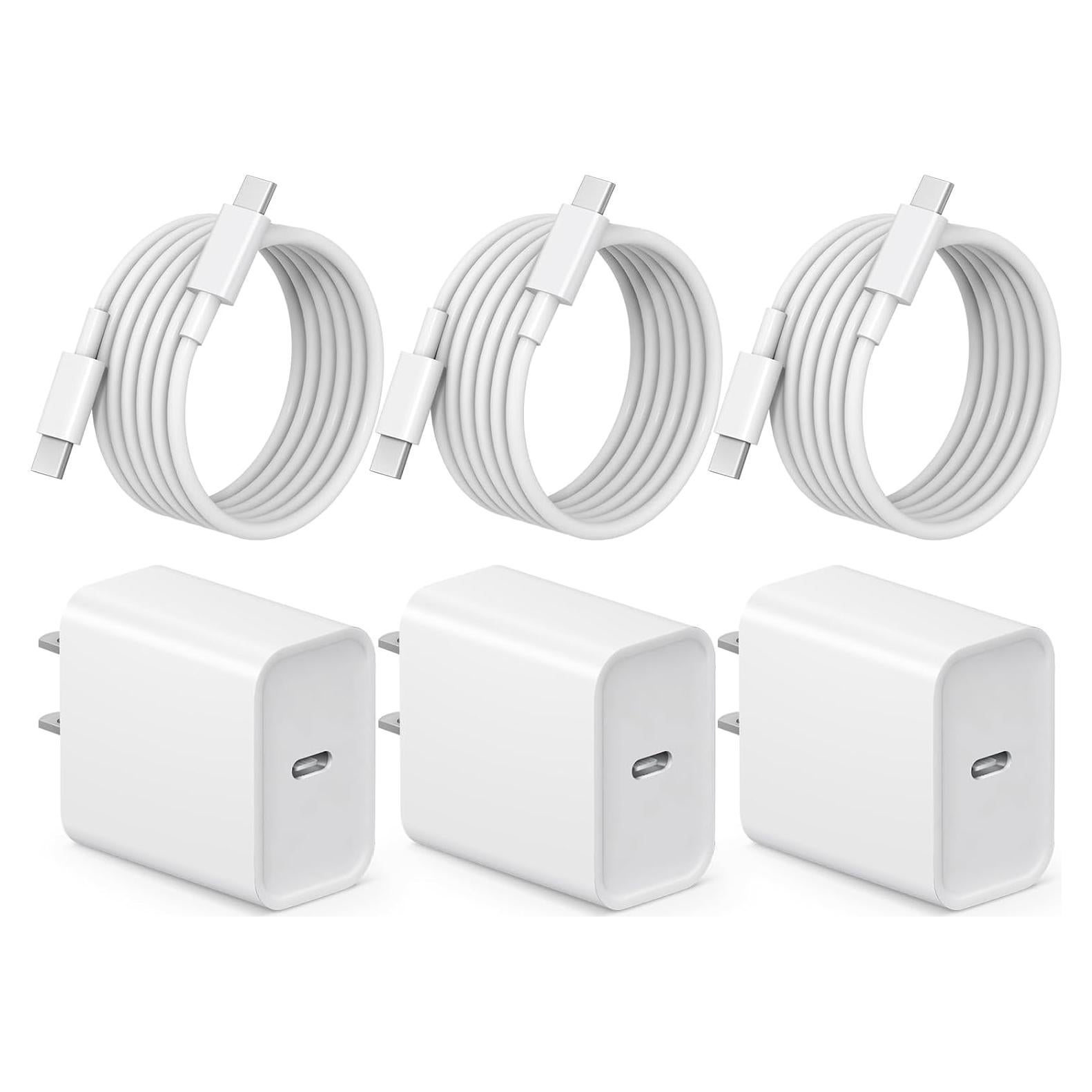 Cargador Rápido USB-C 20W para iPhone 16/15 - 3 Pack