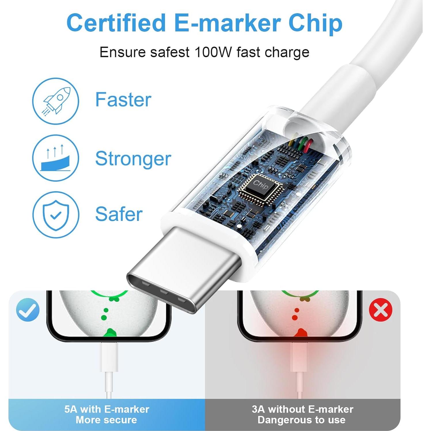 Cargador Rápido USB-C 20W para iPhone 16/15 - 3 Pack