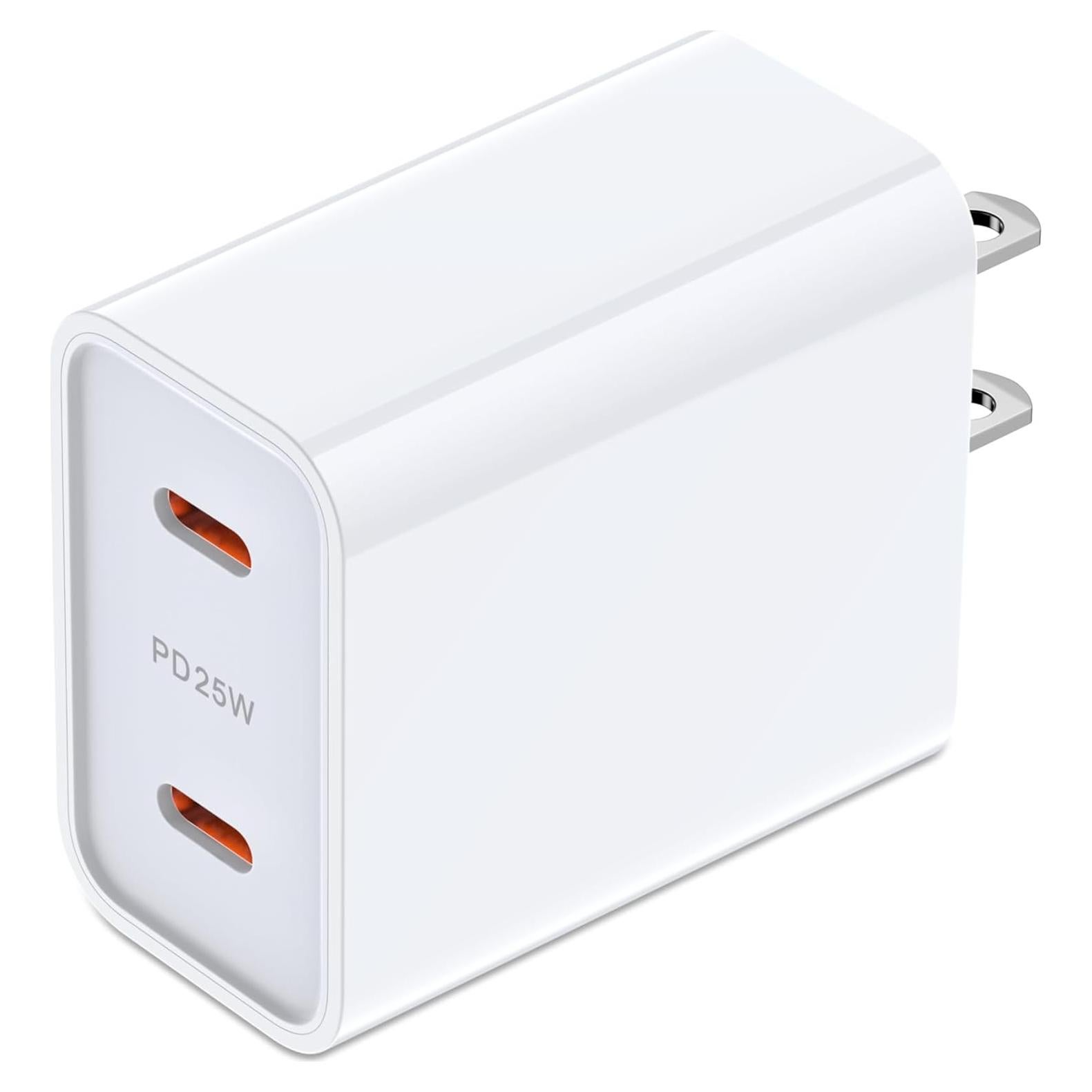 Cargador de Pared USB-C Doble 25W Bordsek para iPhone y Samsung