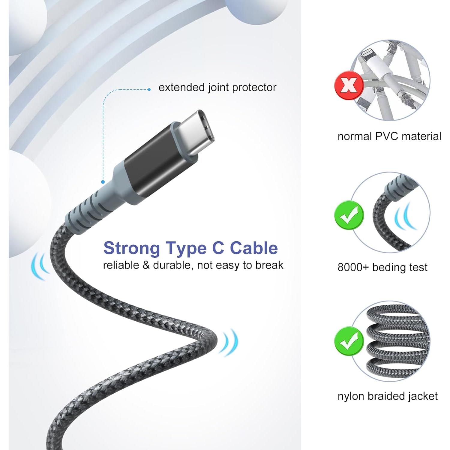 Cargador de pared rápido adaptativo Excgood con cable USB-C 3m