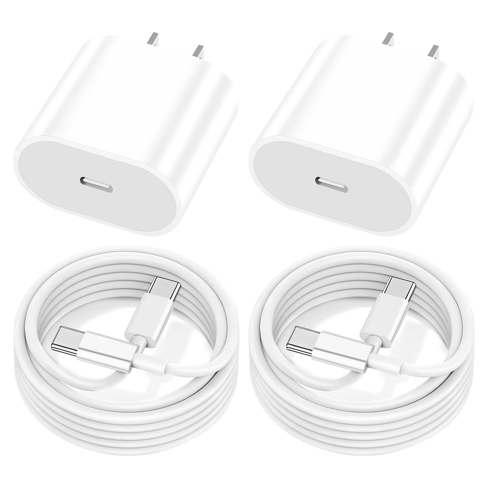 Cargador Rápido USB-C 20W MFi con 2 Cables de 3m para iPad