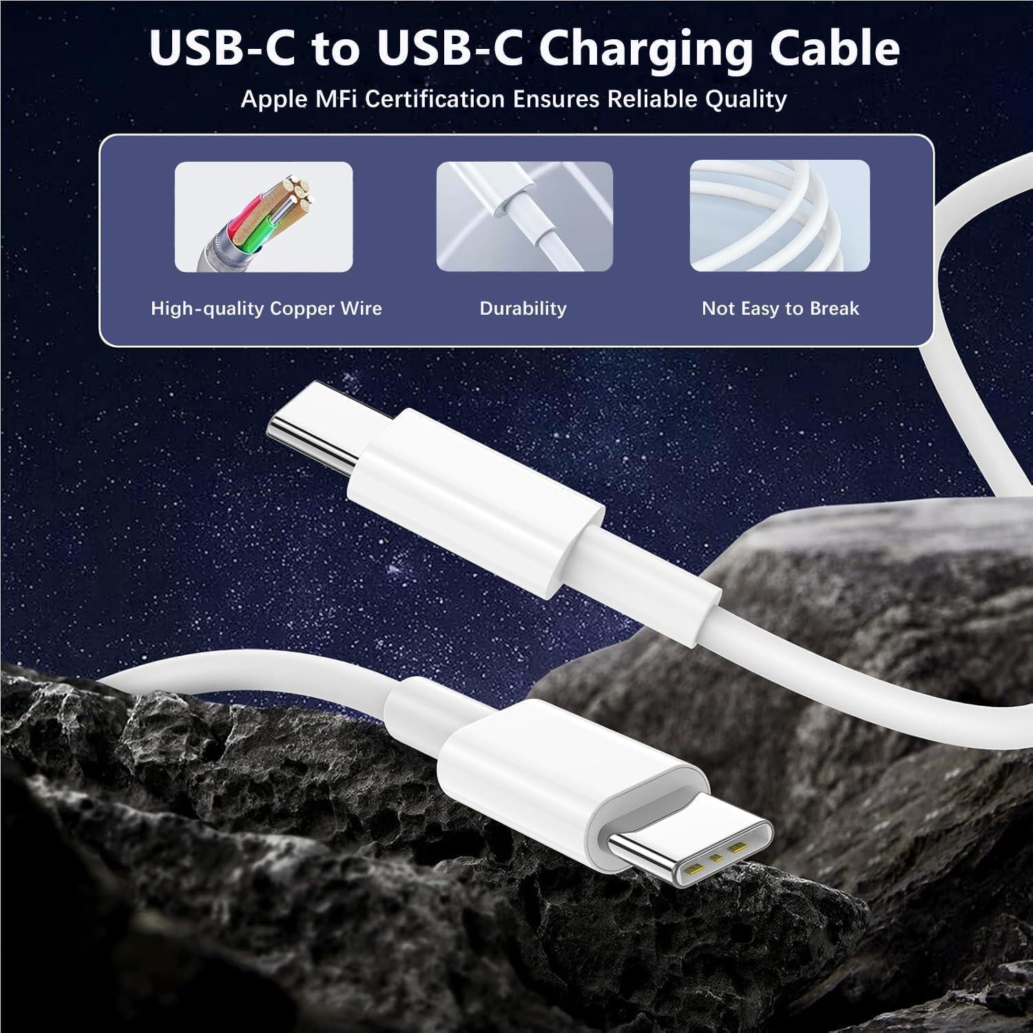 Cargador Rápido USB-C 20W MFi con 2 Cables de 3m para iPad