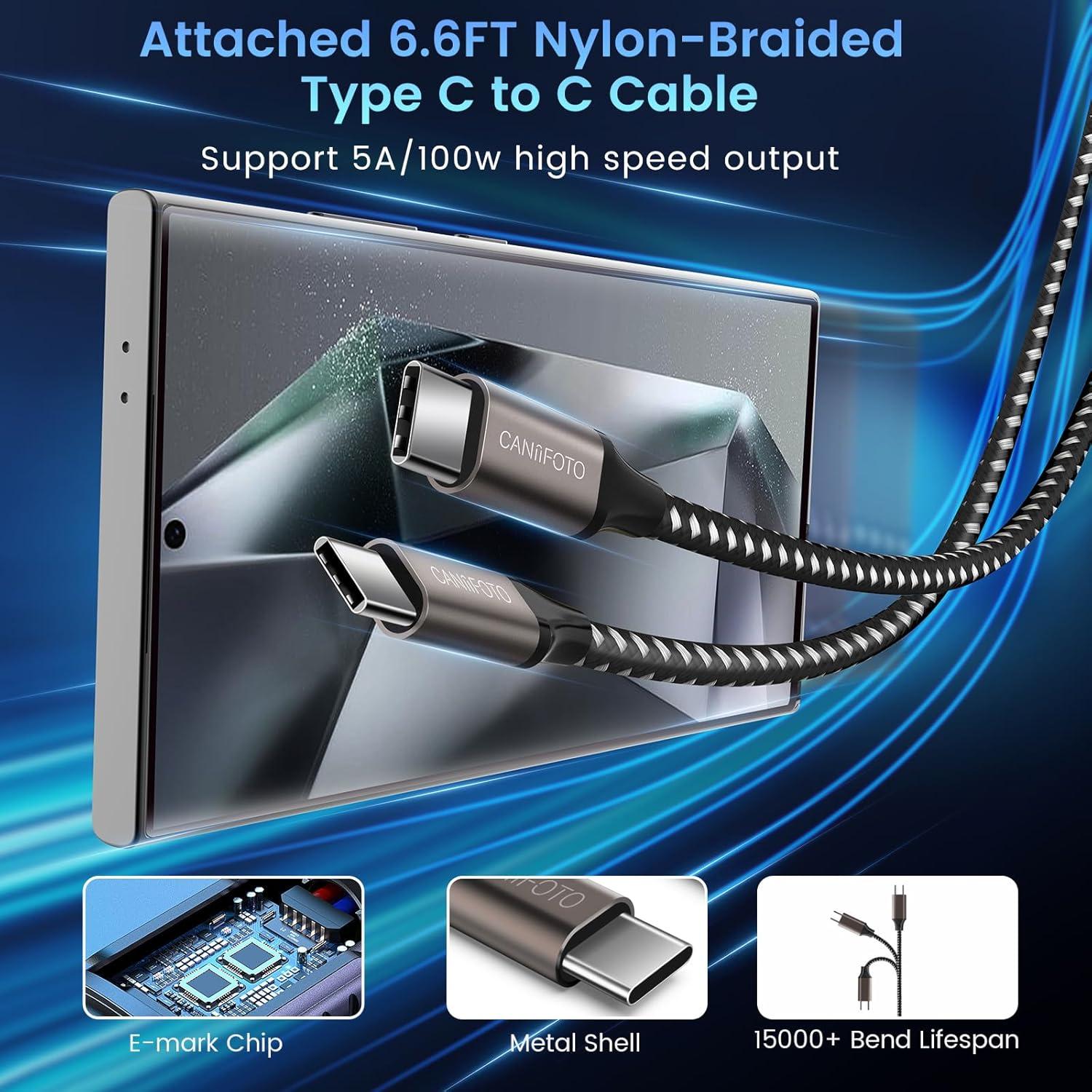 Cargador Rápido USB-C 45W 2 Puertos + 2 Cables 2M Caniifoto