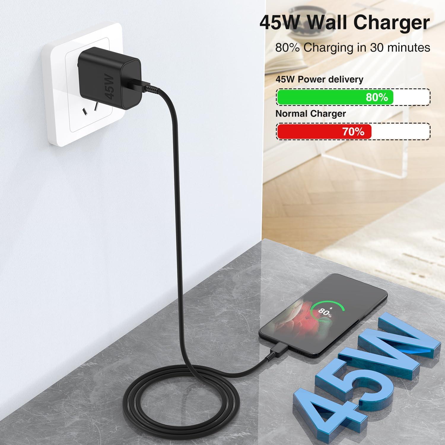 Cargador Rápido 45W Qalirvis + Cable USB C 10FT - 2 Pack