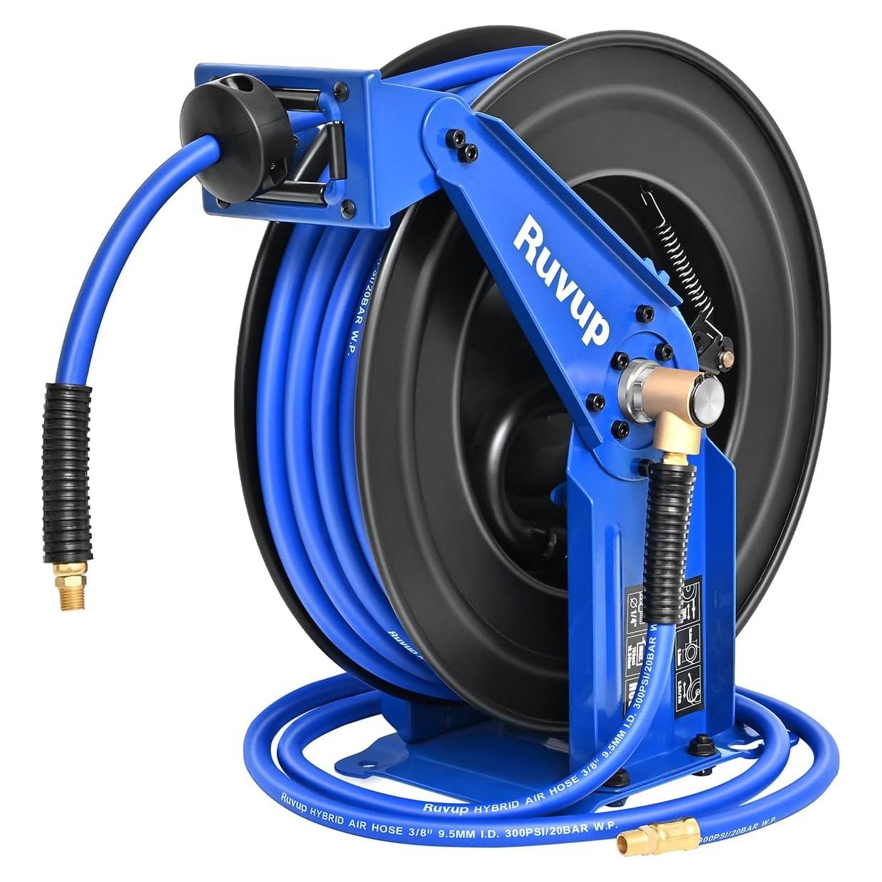 Carrete Retráctil de Manguera de Aire Ruvup 3/8" x 22.86m 300PSI