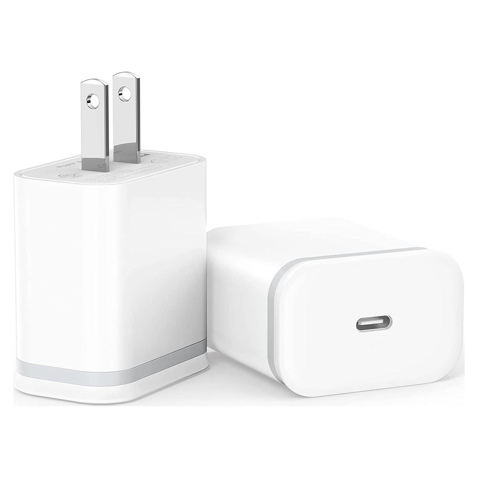 Cargador USB C 20W Rápido LUOATIP 2-Pack para iPhone