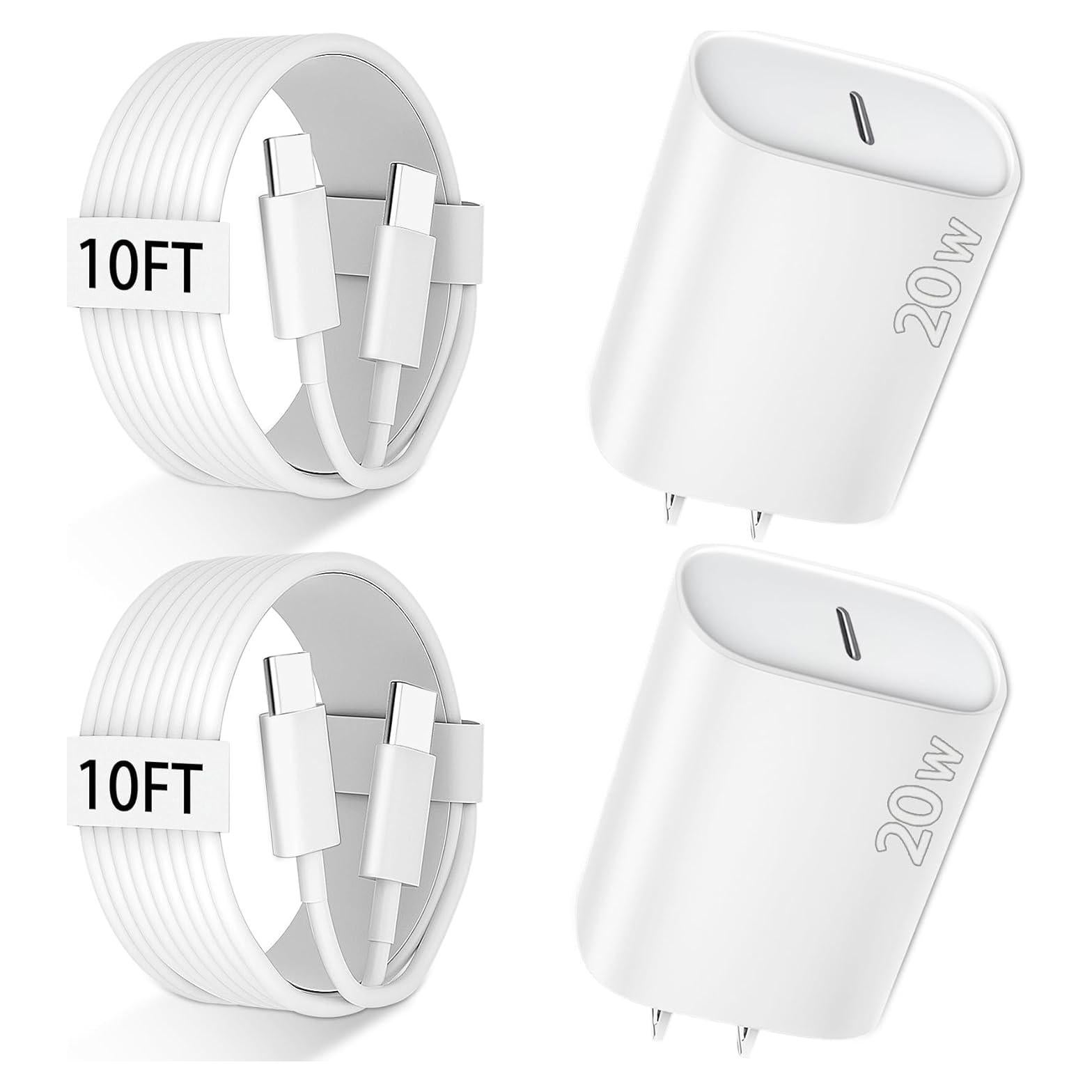 Cargador Rápido 20W USB C para iPhone 16 Pro Max con Cable 3.05m