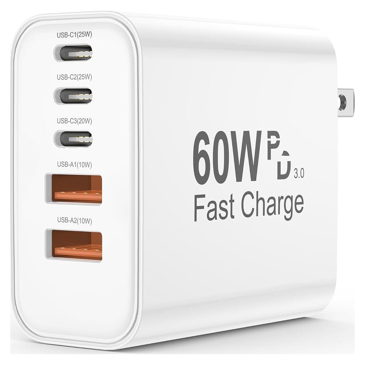 Cargador USB C 60W 5 en 1 uoyssimi, Carga Rápida 25W