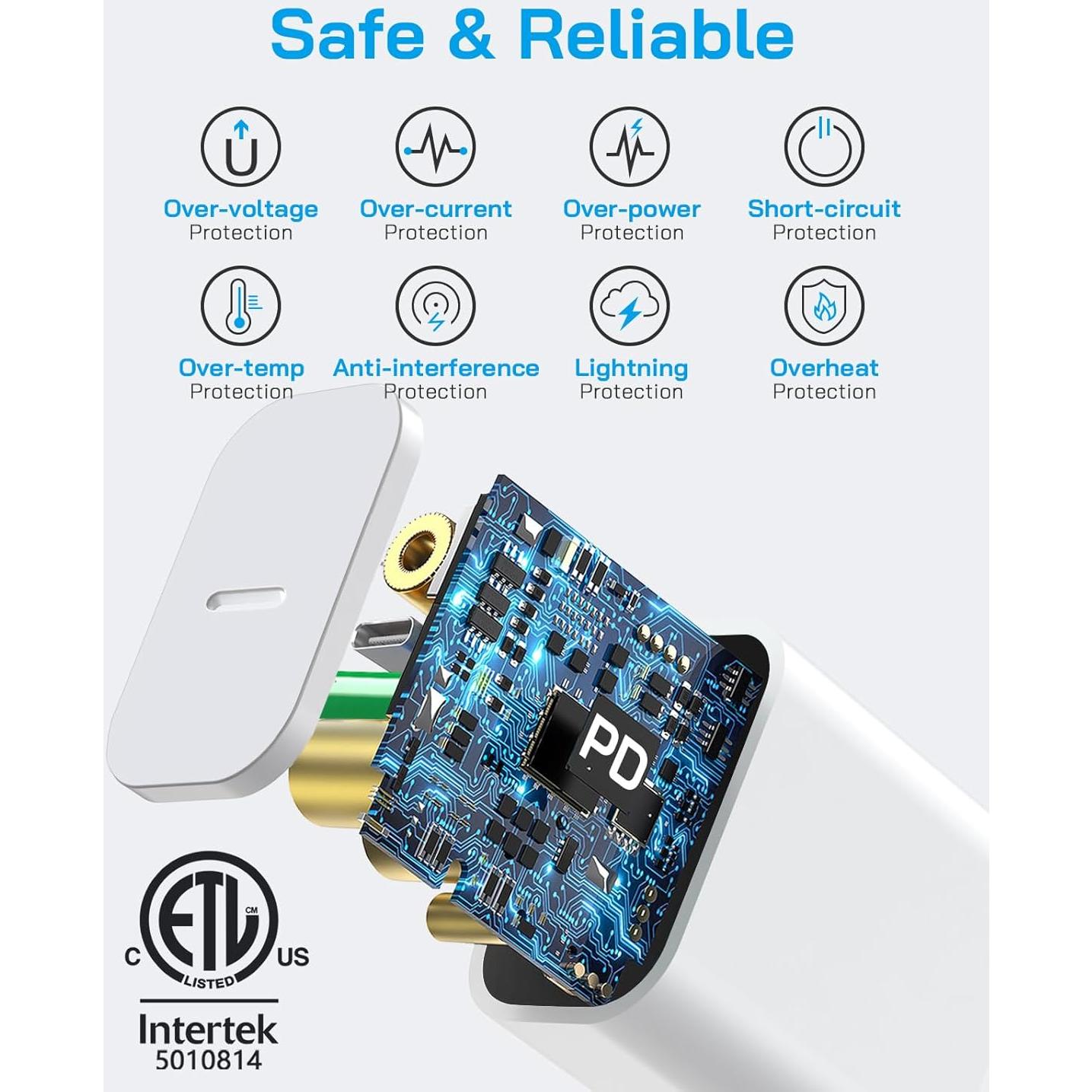 Cargador Rápido 20W Tipo C con Cable USB C 6FT para iPhone